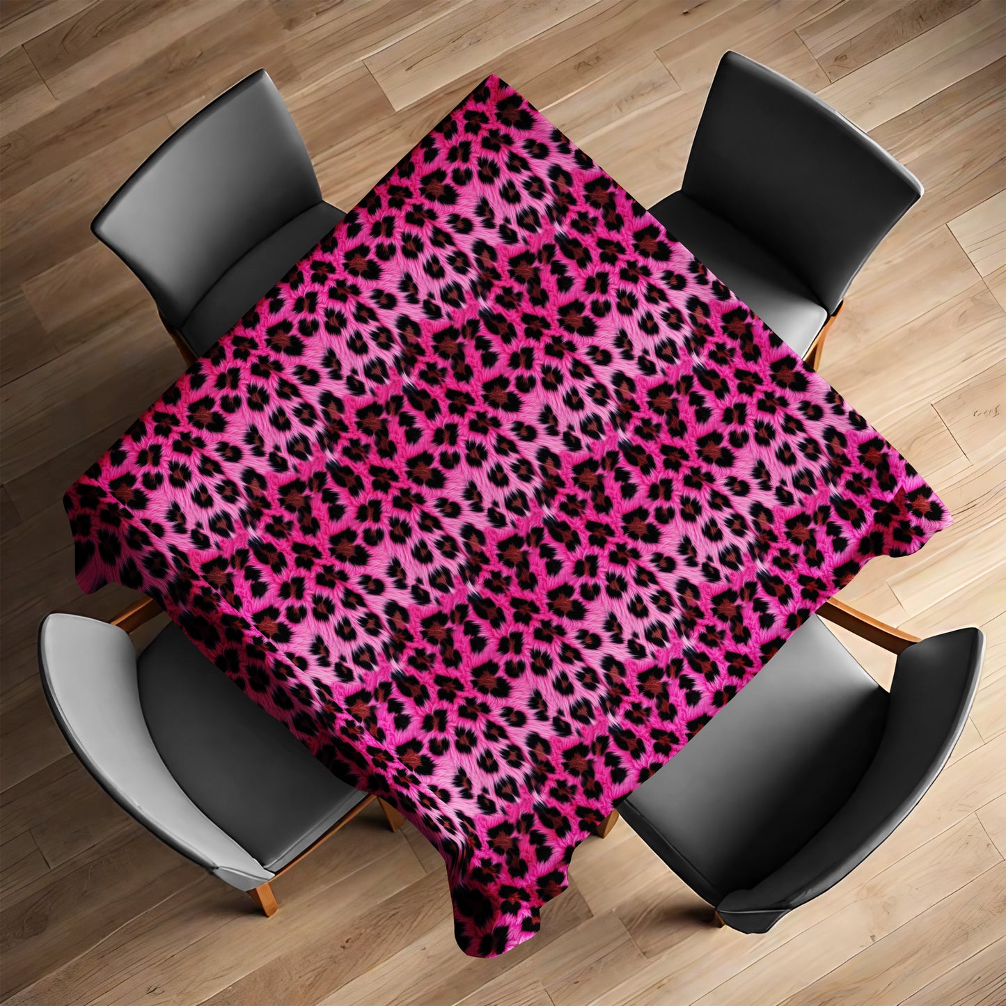 Pink Leopard Fur Square Tablecloth