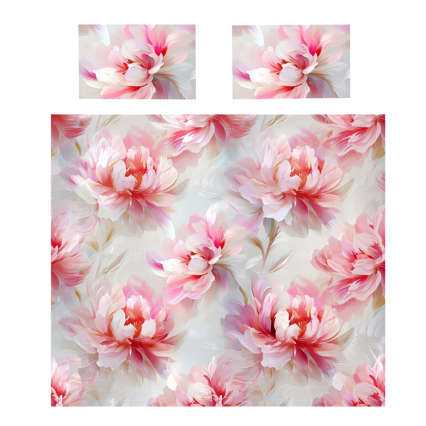 Pink Peonies on Silk Duvet Cover Set