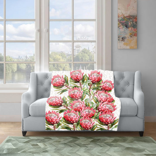 Pink Protea Dreams Light Weight Fleece Blanket by Mark van Vuuren