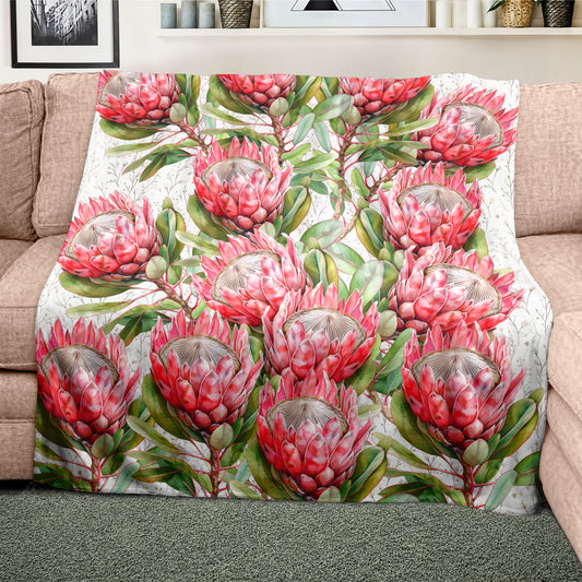 Pink Protea Dreams Light Weight Fleece Blanket by Mark van Vuuren