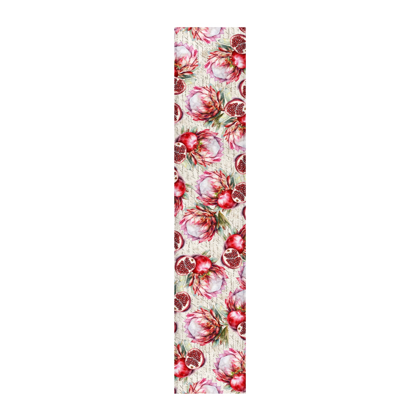 Pink Proteas & Pomegranates Script Table Runner by Mark van Vuuren