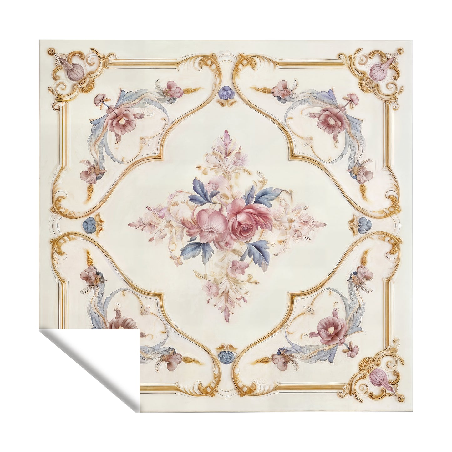 Pink Rose on Cream Square Tablecloth