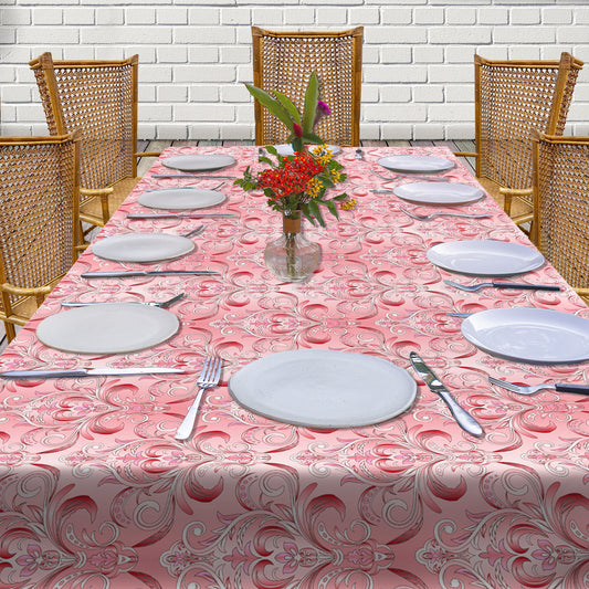 Pink Swirls 3m Rectangle Tablecloth