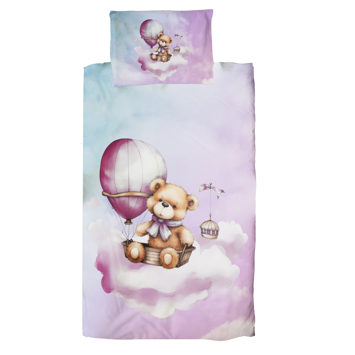 Pink Teddybear Cot Duvet Set