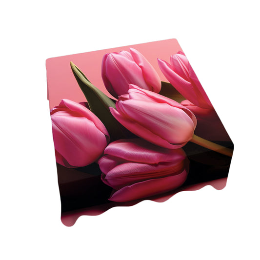 Pink Tulips Square Tablecloth