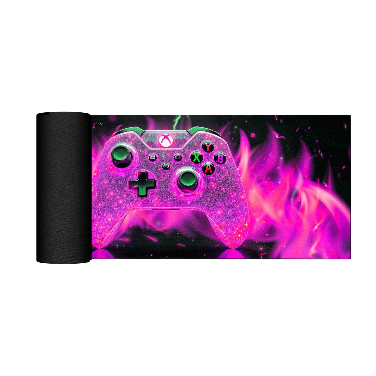 Pink Xbox Controller Flames Desk Pad