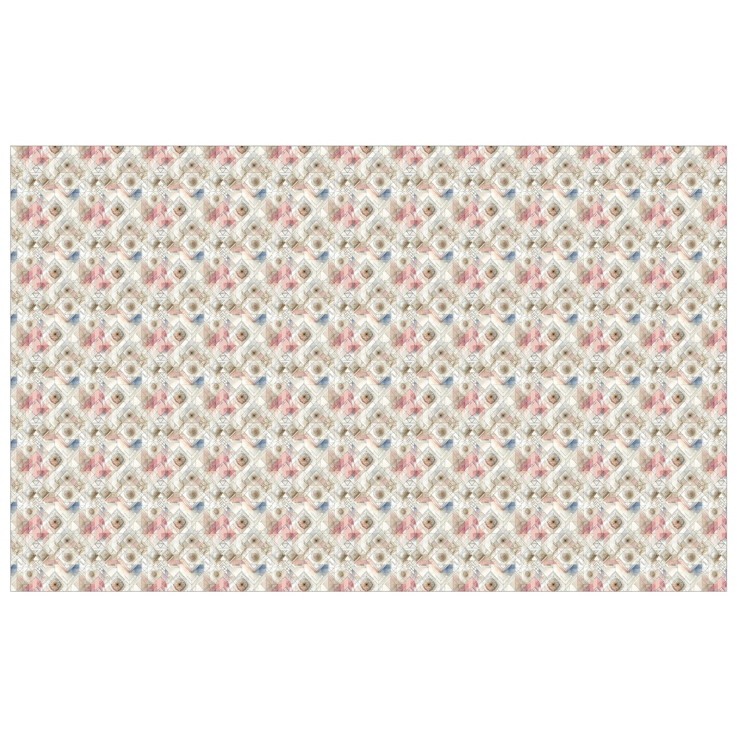 Pink, Blue Beige Geometric Lines Rectangle Tablecloth