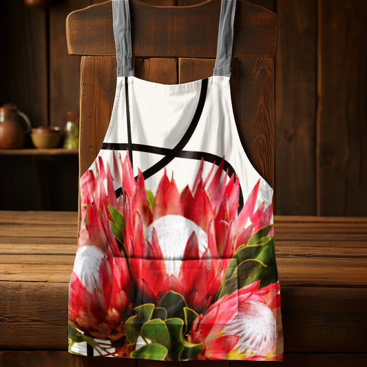 Pink Protea Medium Length Apron