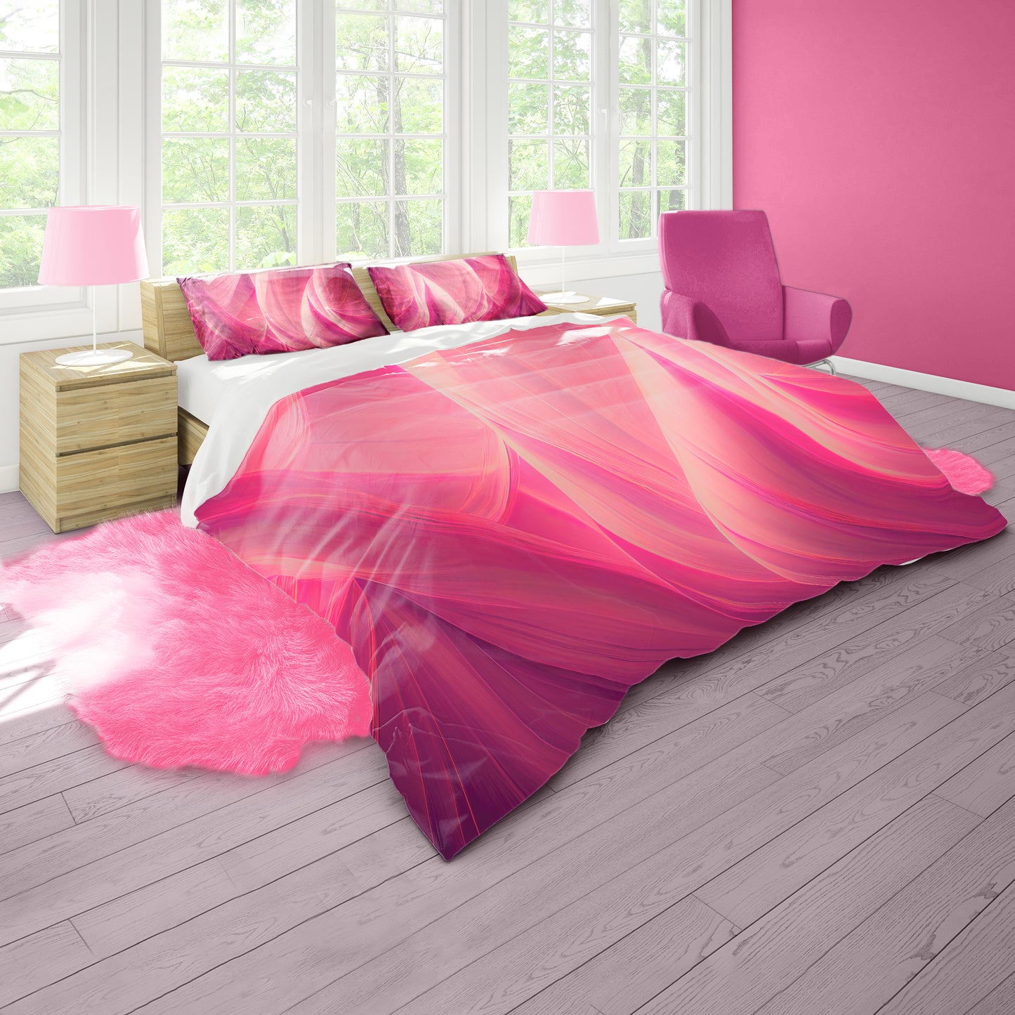 Pink Web Duvet Cover Set