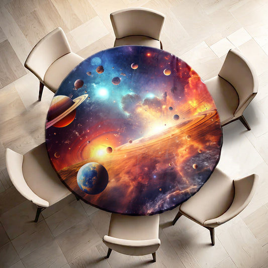 Planets Floating Round Tablecloth