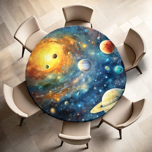 Planets in Space Round Tablecloth