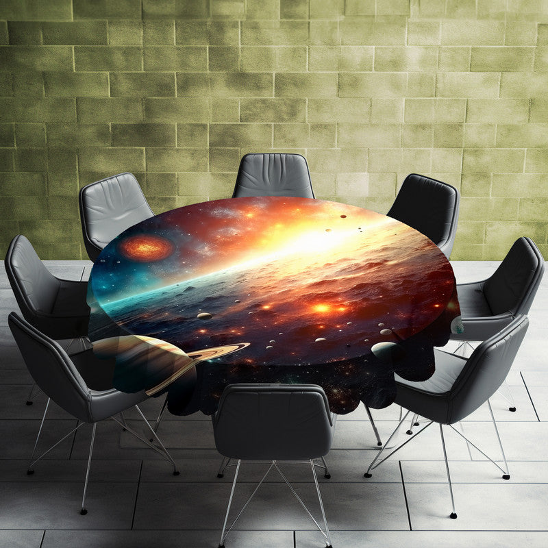 Planets Shining Round Tablecloth