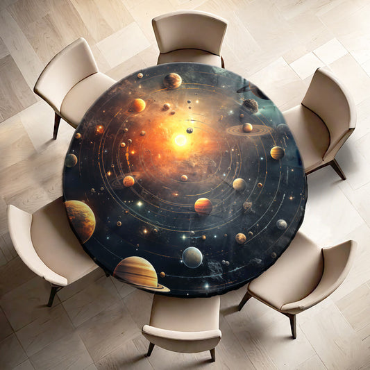 Planets in Darkness Round Tablecloth