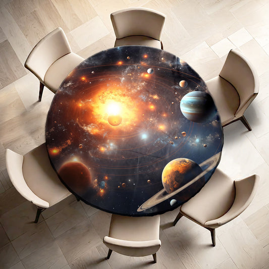 Planets Burning Round Tablecloth