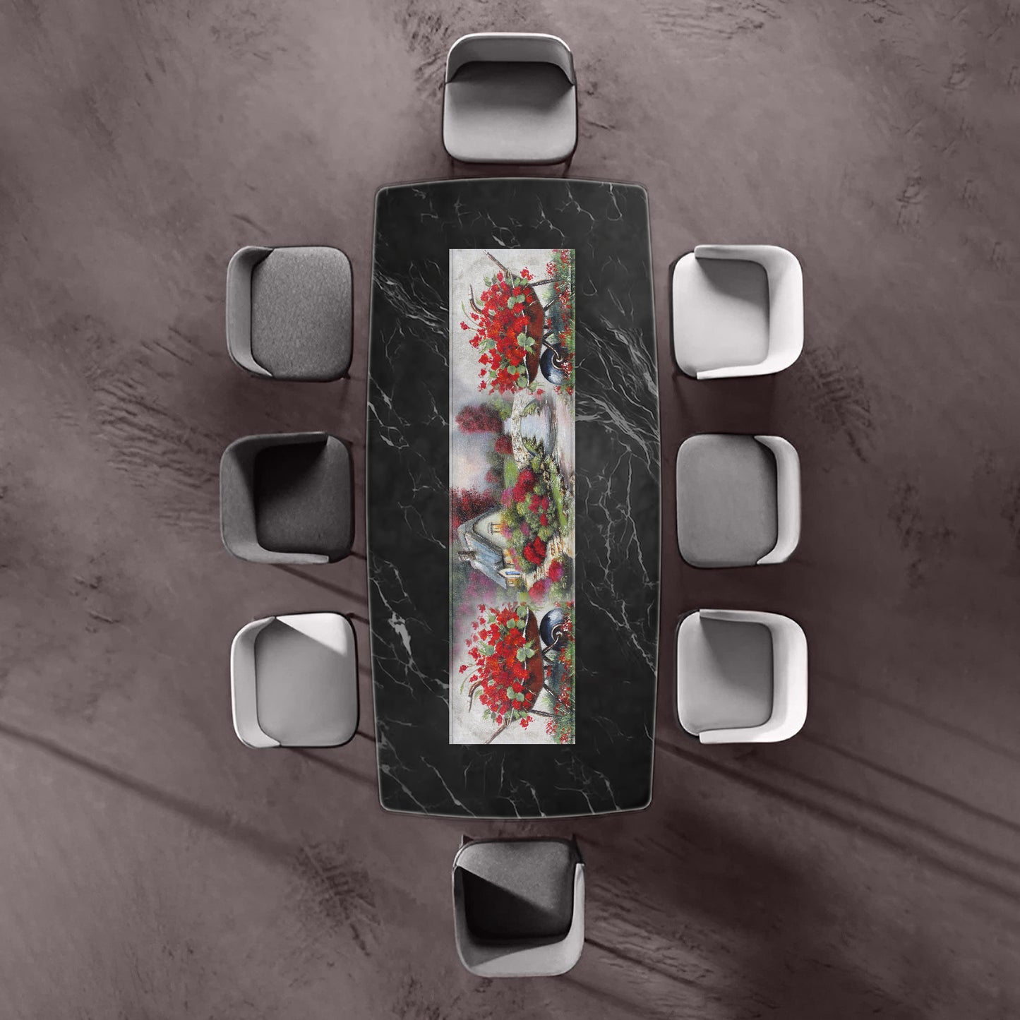 Planting Red Flowers By Stella Bruwer 160cm Table Runner
