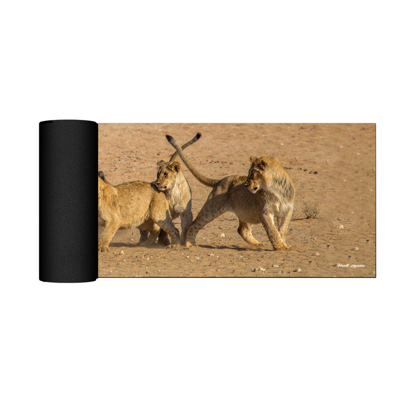 Playful Lion Cubs Large Desk Pad by Annette Heymans