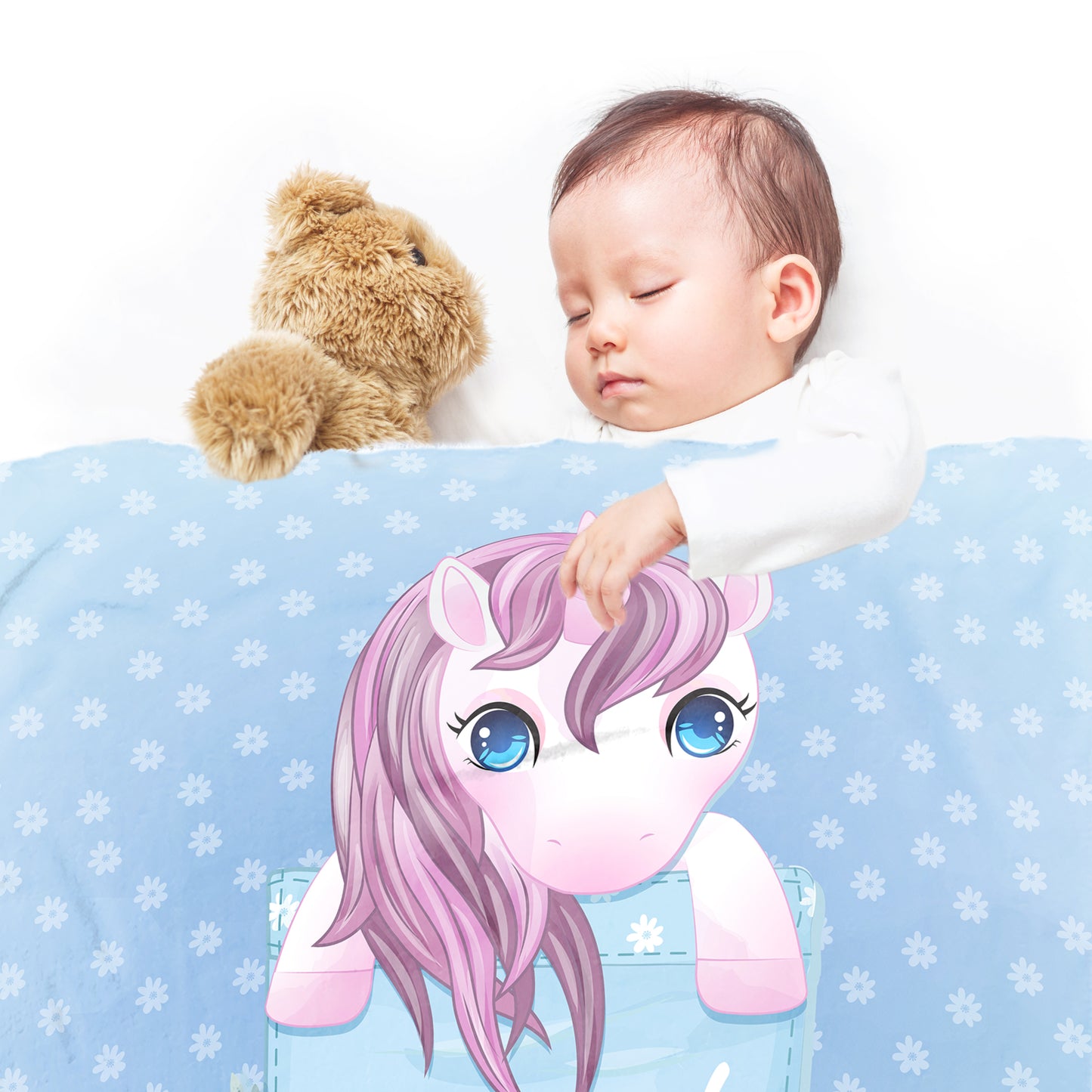 Pocket Unicorn Baby Fleece Blanket