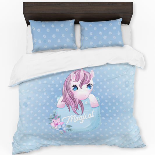 Pocket Unicorn Kids Duvet Cover Set