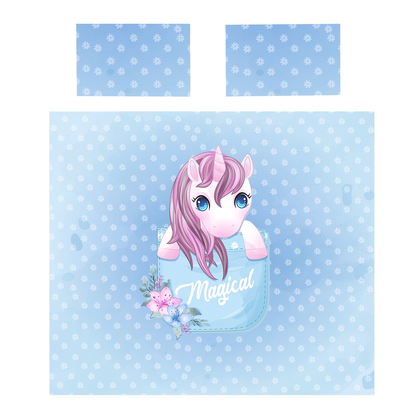 Pocket Unicorn Kids Duvet Cover Set