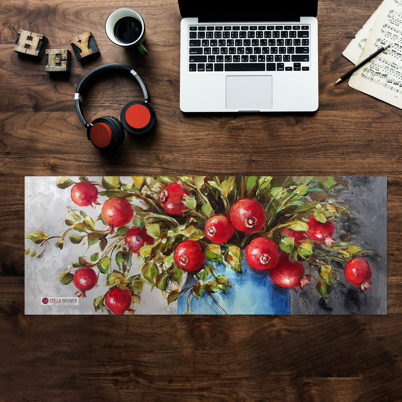Pomegranate Bloom Desk Pad by Stella Bruwer