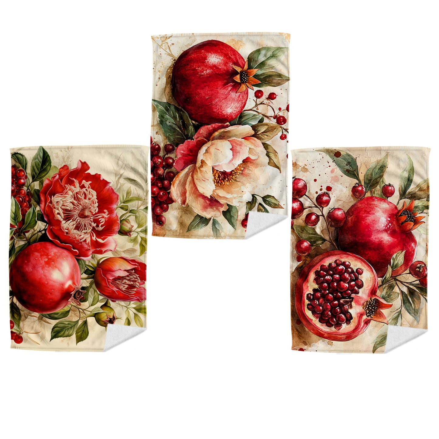 Pomegranates Dish Cloth (Set of 3)
