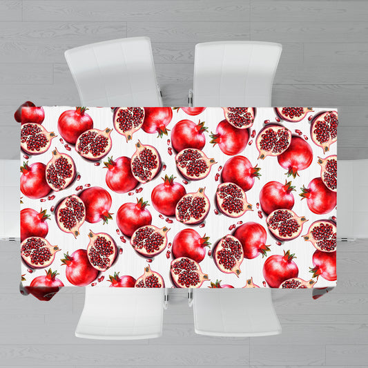 Pomegranates on White Rectangle Tablecloth by Mark van Vuuren