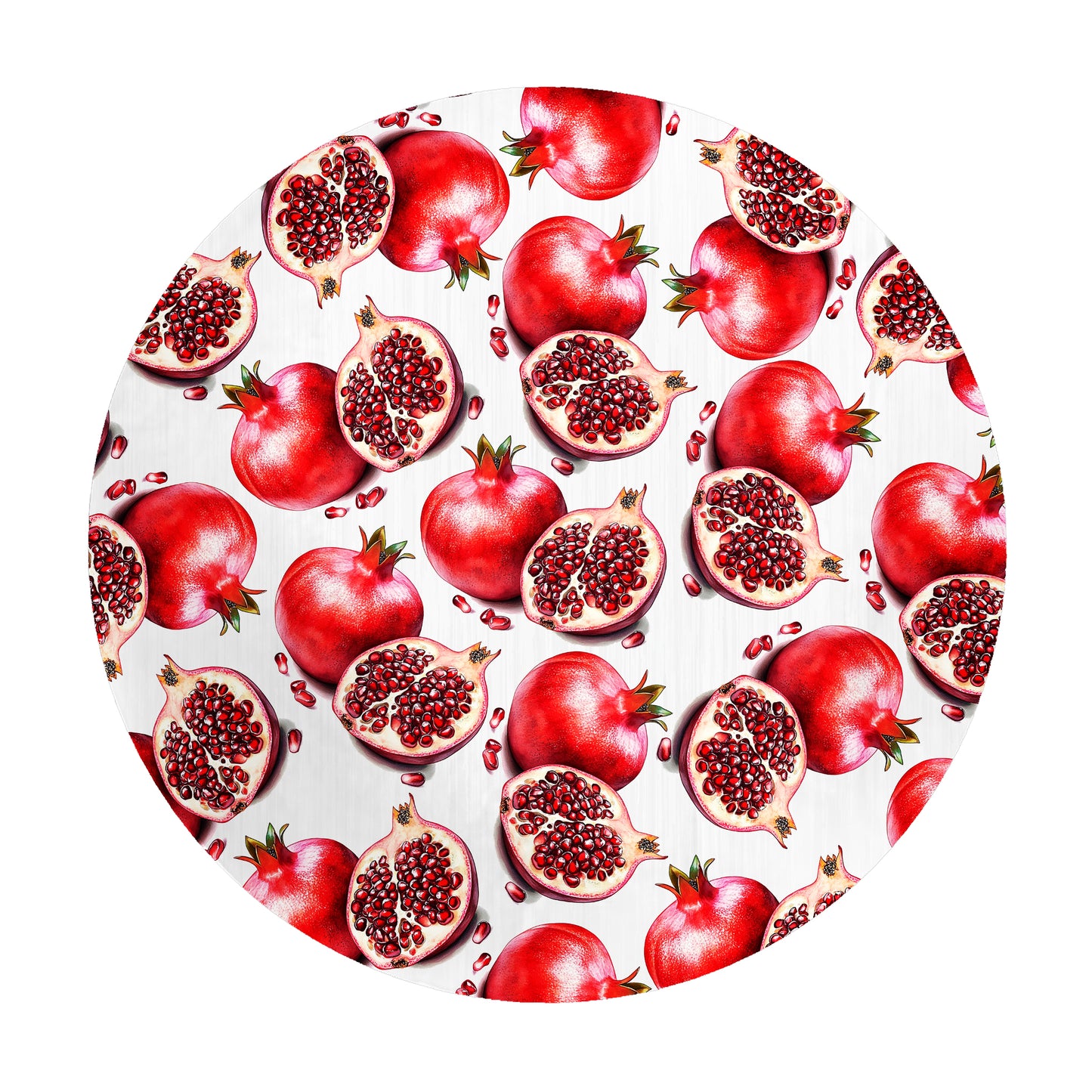 Pomegranates on White Round Tablecloth by Mark van Vuuren