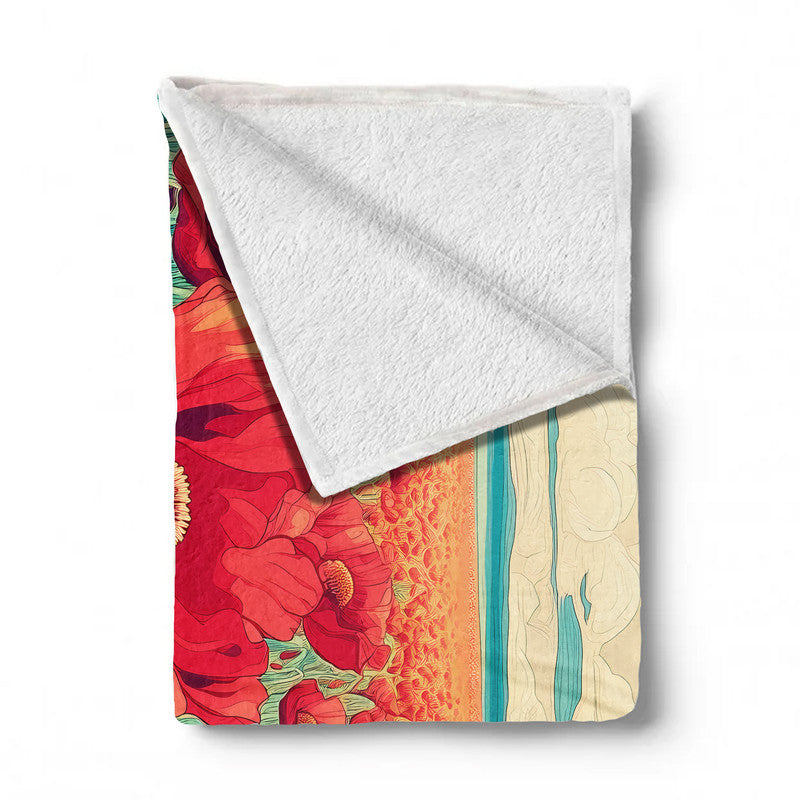 Poppy Field Art Light Weight Fleece Blanket by Wikus Schalkwyk