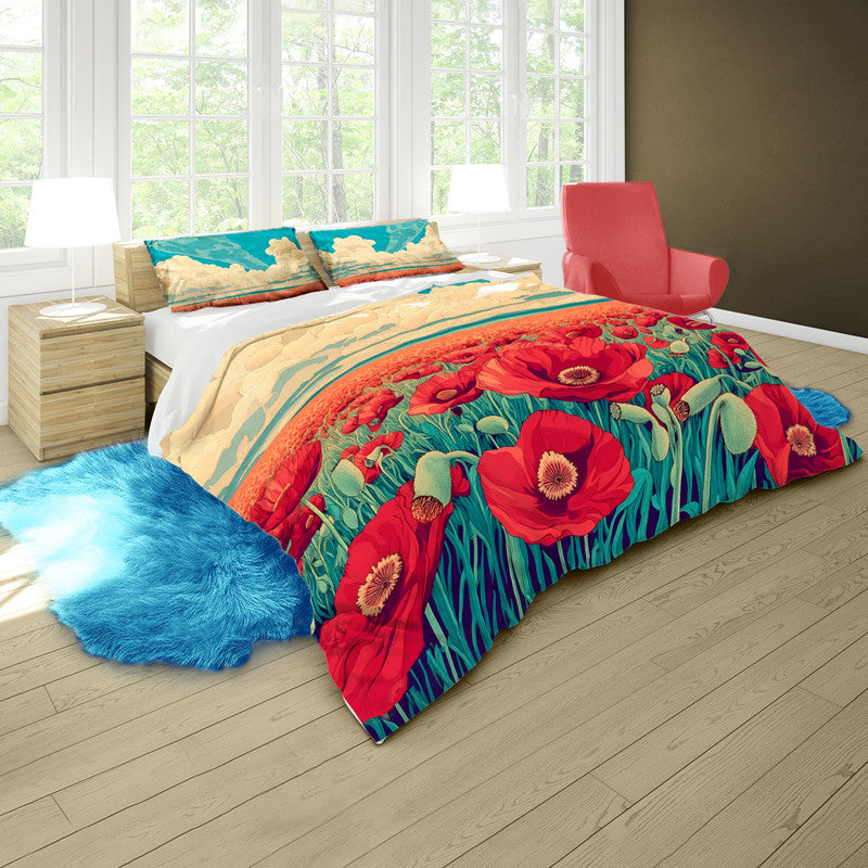 Poppy Field Art Nouveau Duvet Cover Set by Wikus Schalkwyk