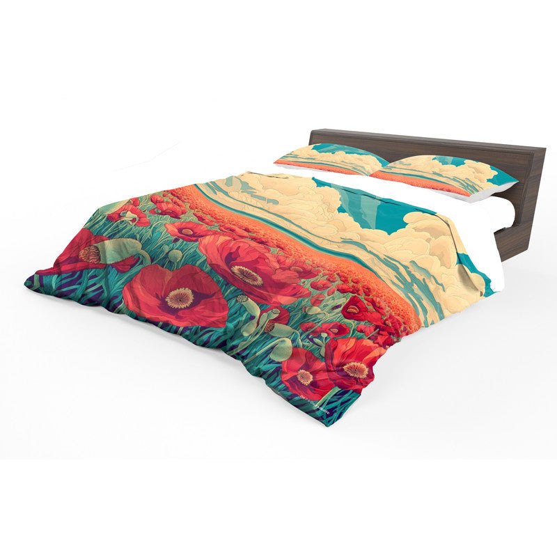 Poppy Field Art Nouveau Duvet Cover Set by Wikus Schalkwyk