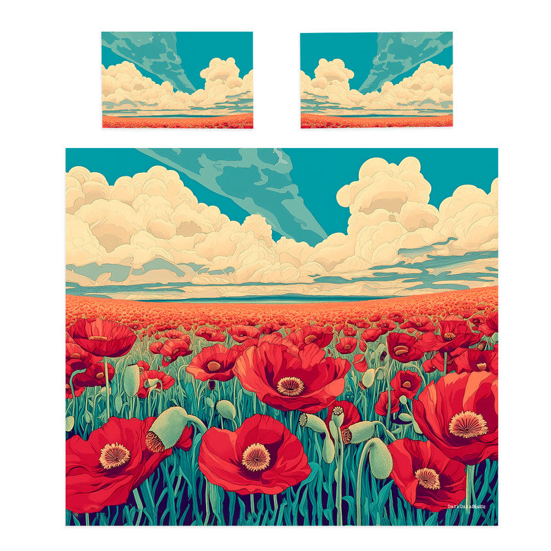 Poppy Field Art Nouveau Duvet Cover Set by Wikus Schalkwyk