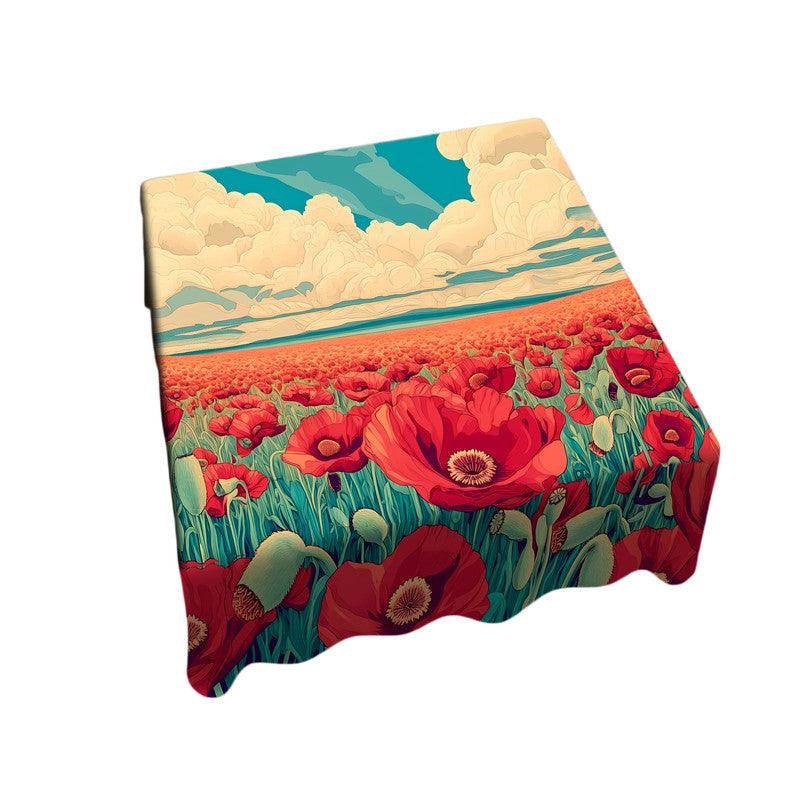 Poppy Field Art Nouveau Square Tablecloth by Wikus Schalkwyk