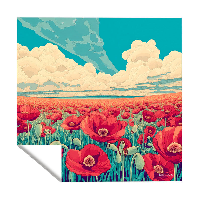 Poppy Field Art Nouveau Square Tablecloth by Wikus Schalkwyk