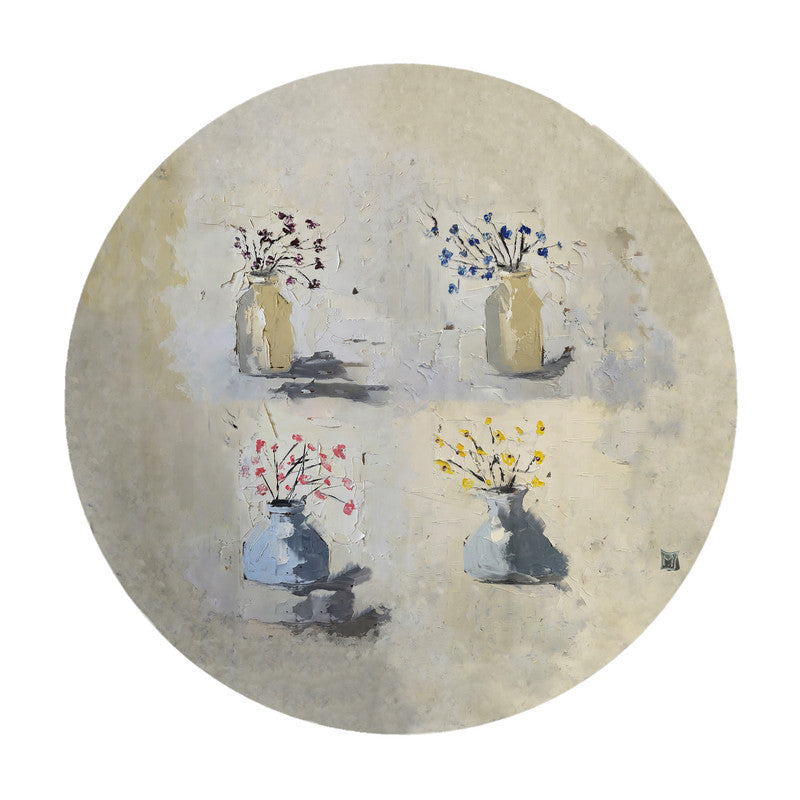 Potted Flowers Round Tablecloth by Juanette Menderoi