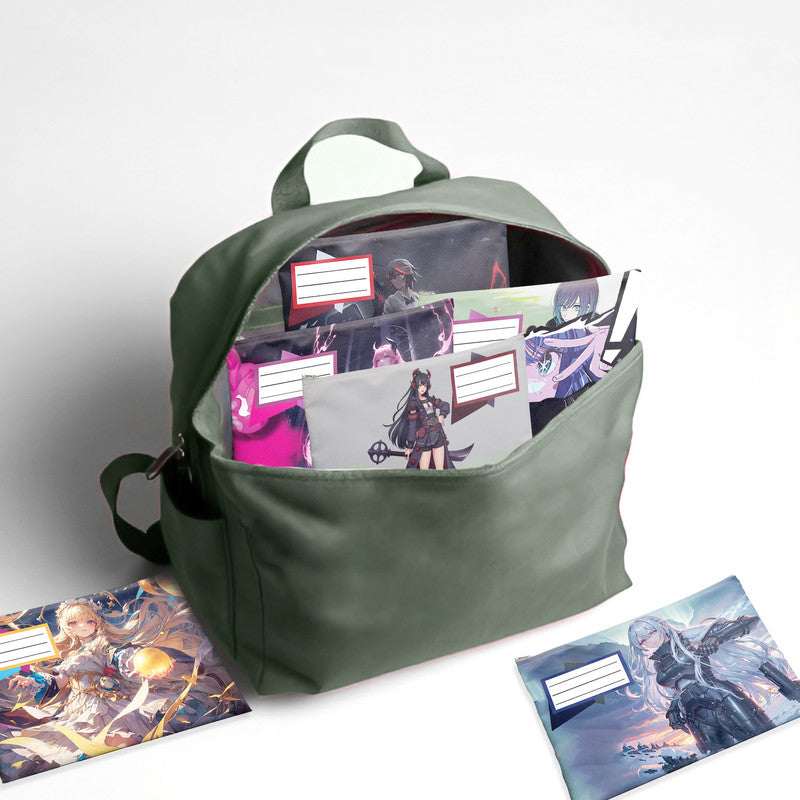 Powerfull Anime Girls Subject Savvy Book Bags Set Of 6