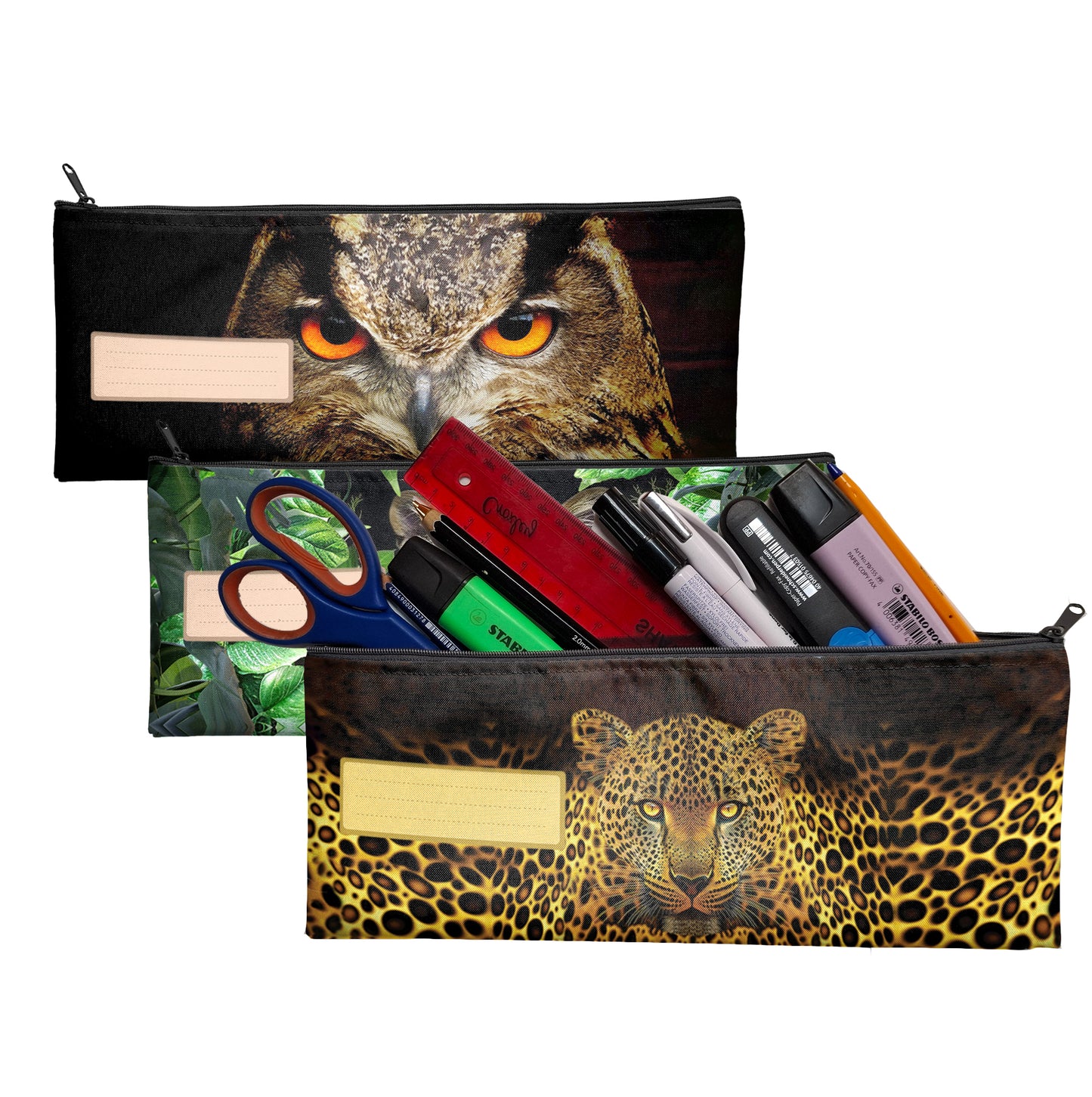 Zip & Go Predator Abstract Pencil Bags Set of 3