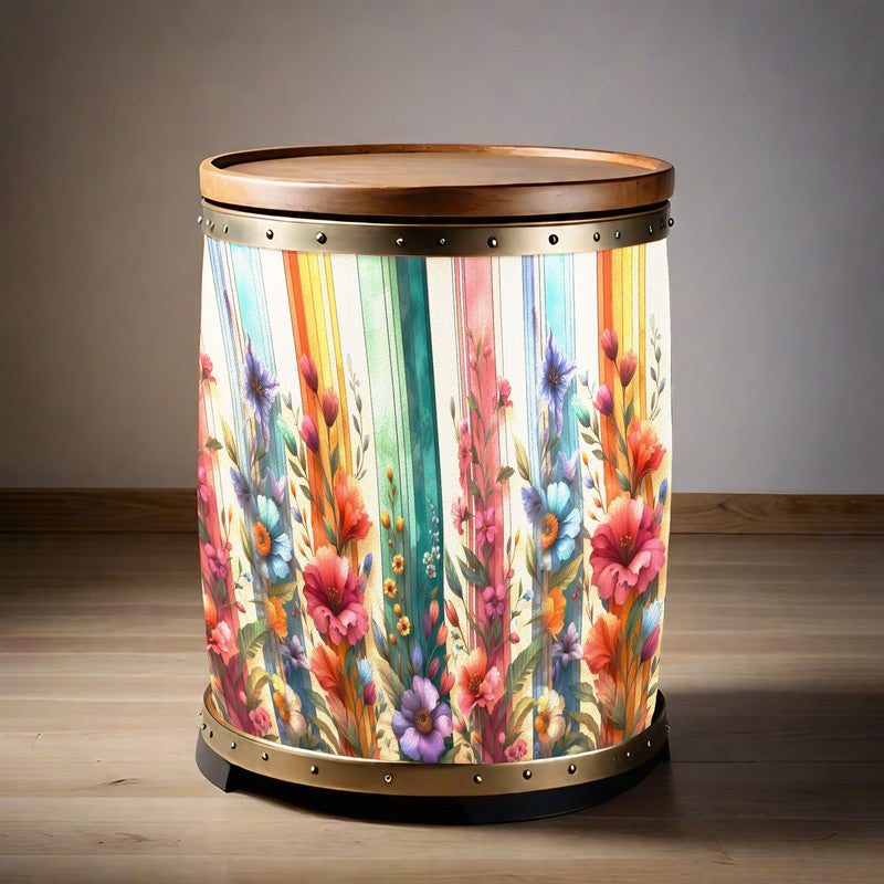 Pretty Wall Flowers Drum Decoupage