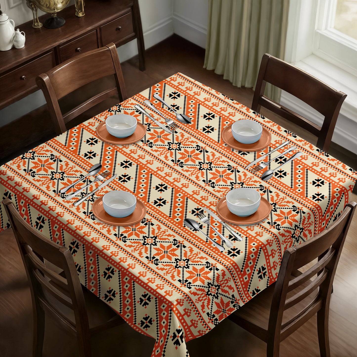 Pretty Peach Square Tablecloth