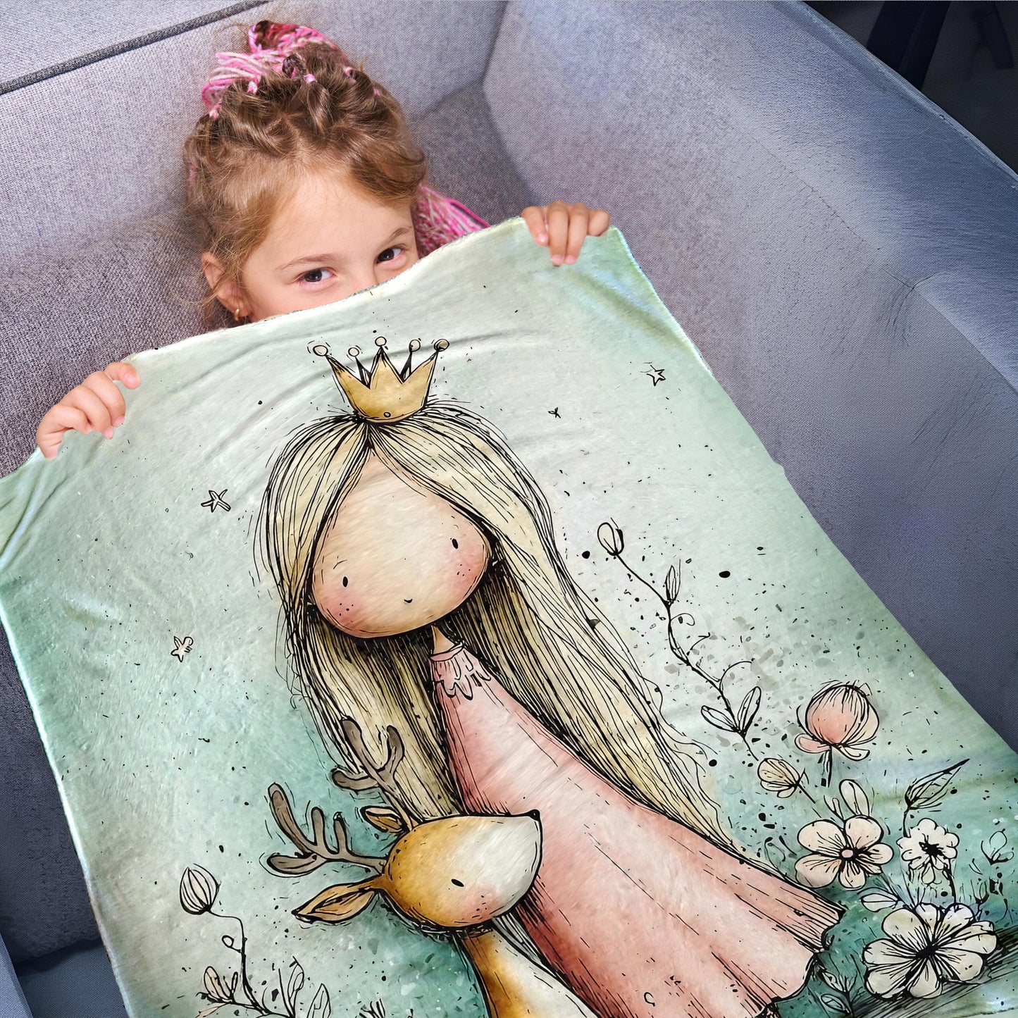 Princess and the Deer Toddler Fleece Blanket