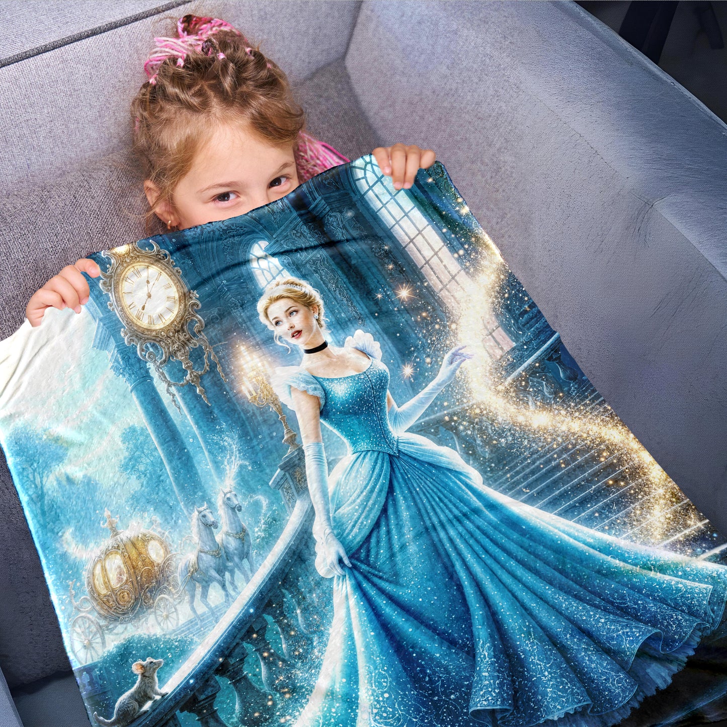 Princess in Blue Dress Toddler Fleece Blanket