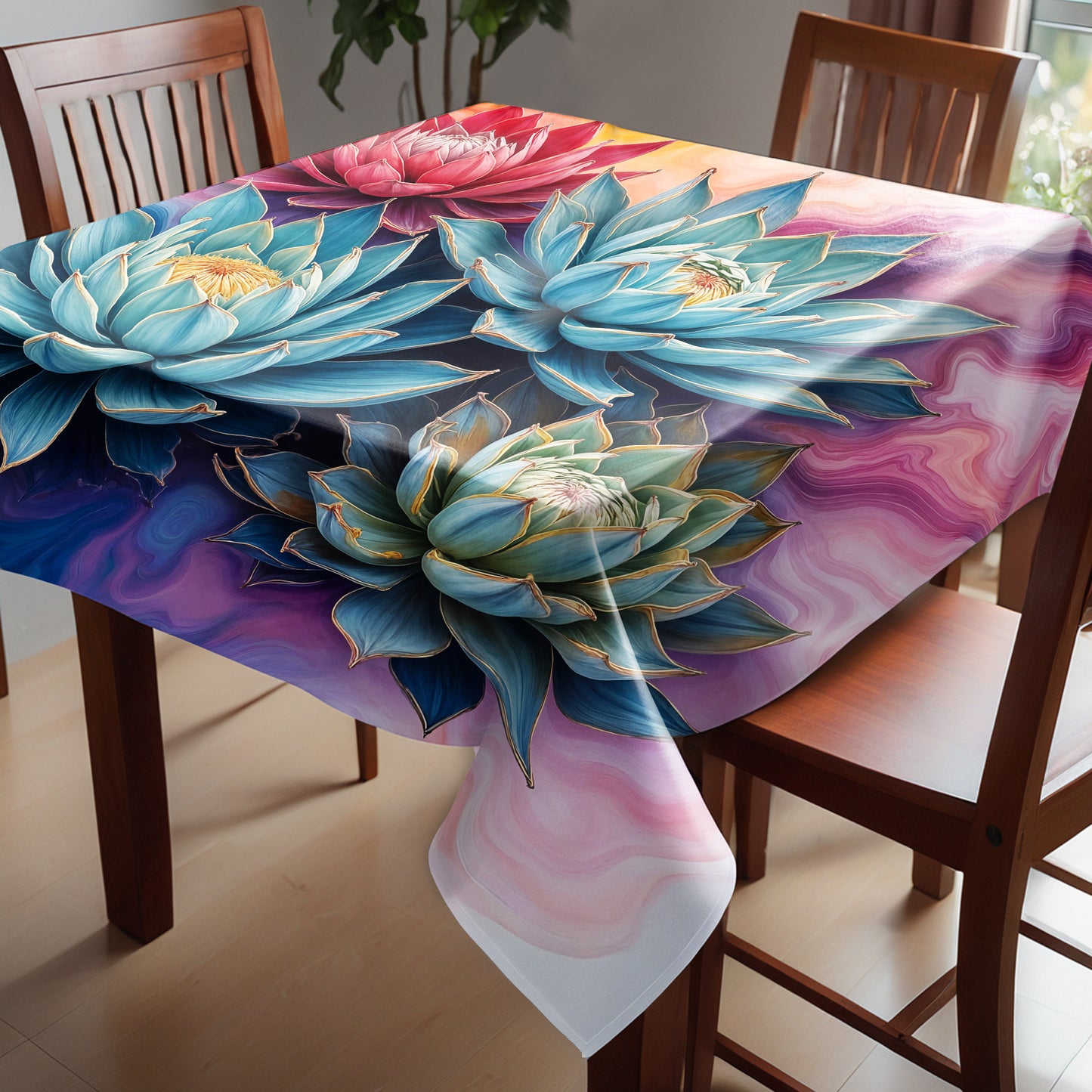 Prismatic Succulents Square Tablecloth