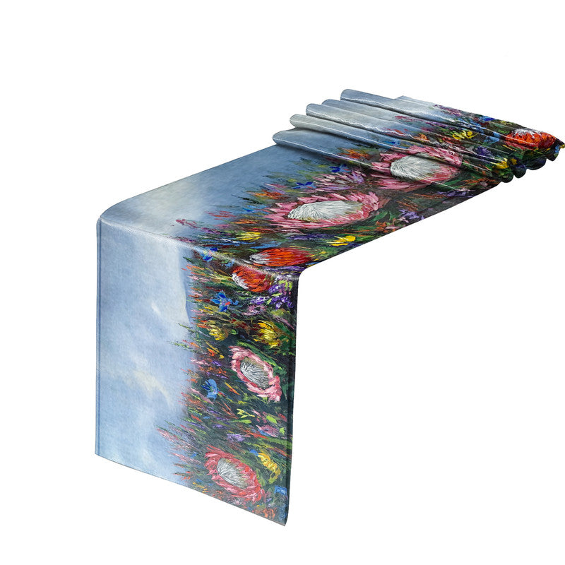 Protea Floral Bloom Table Runner by Juanette Menderoi