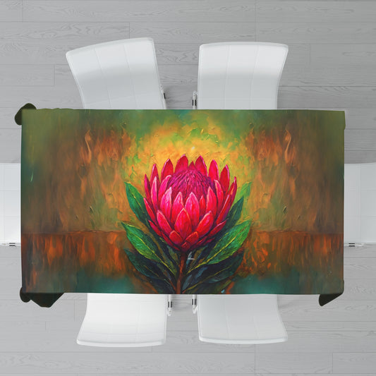 Protea Bloom Explosion Rectangle Tablecloth by Nathan Pieterse