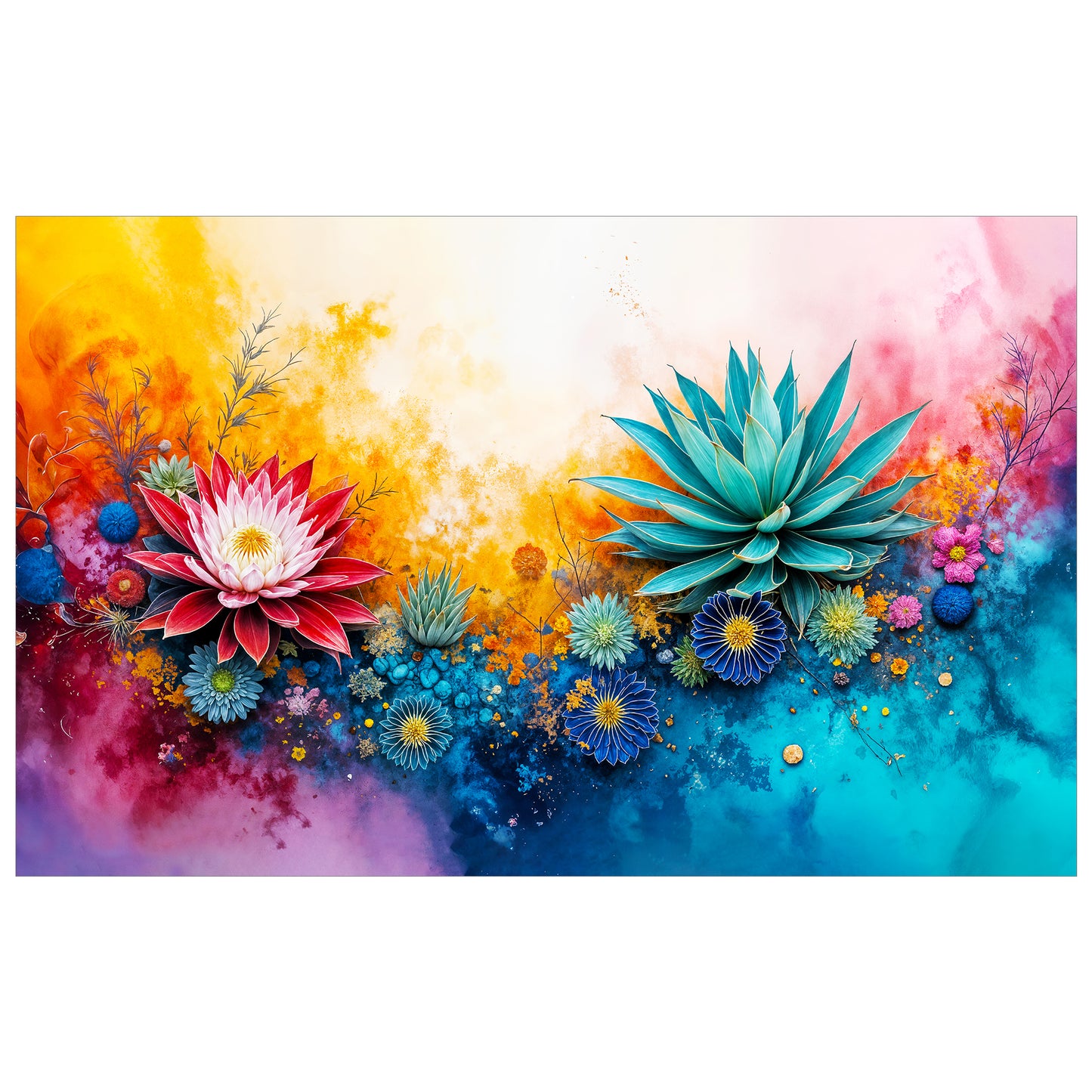 Protea Succulent Colorburst Rectangle Tablecloth