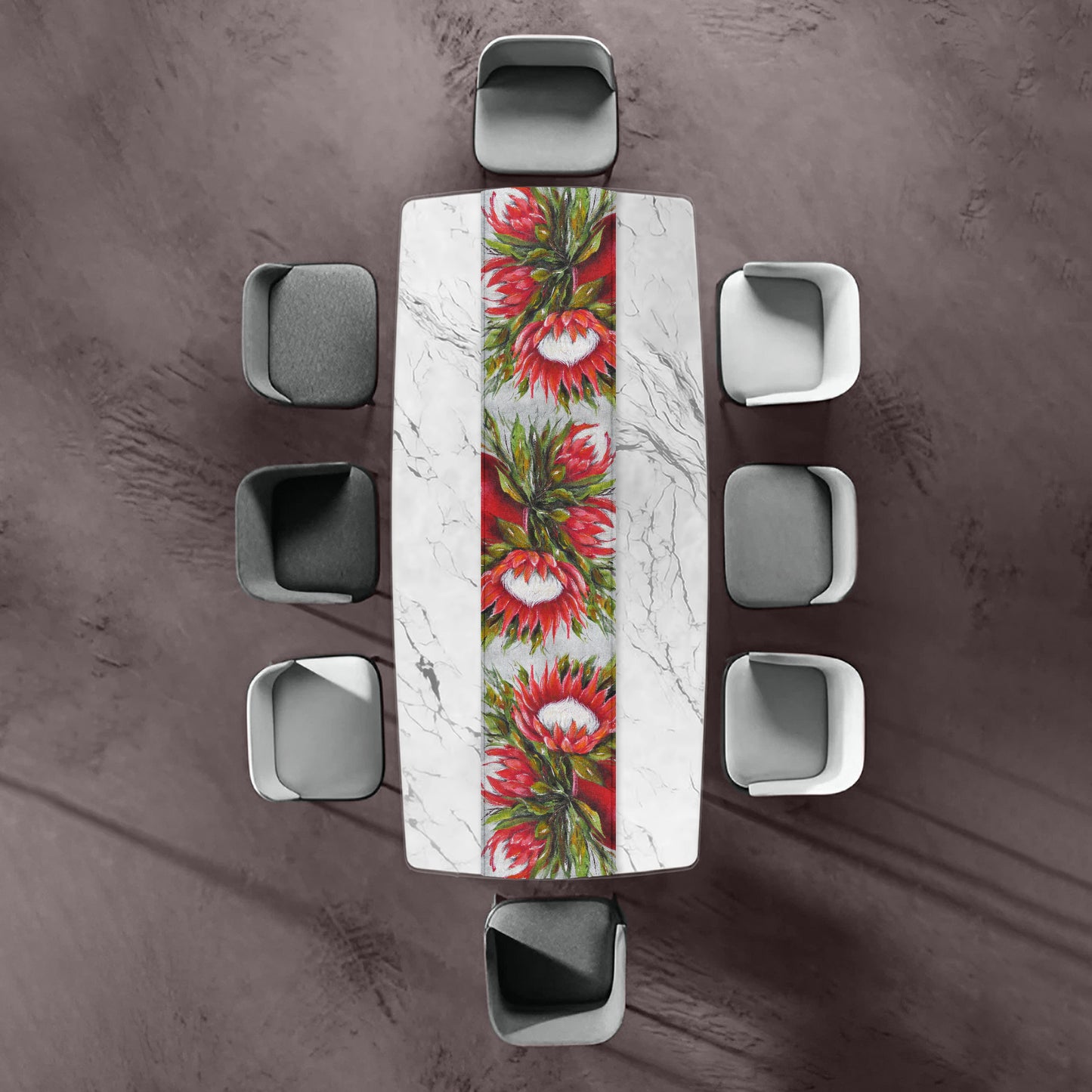 Protea Red Pot By Stella Bruwer Table Runner
