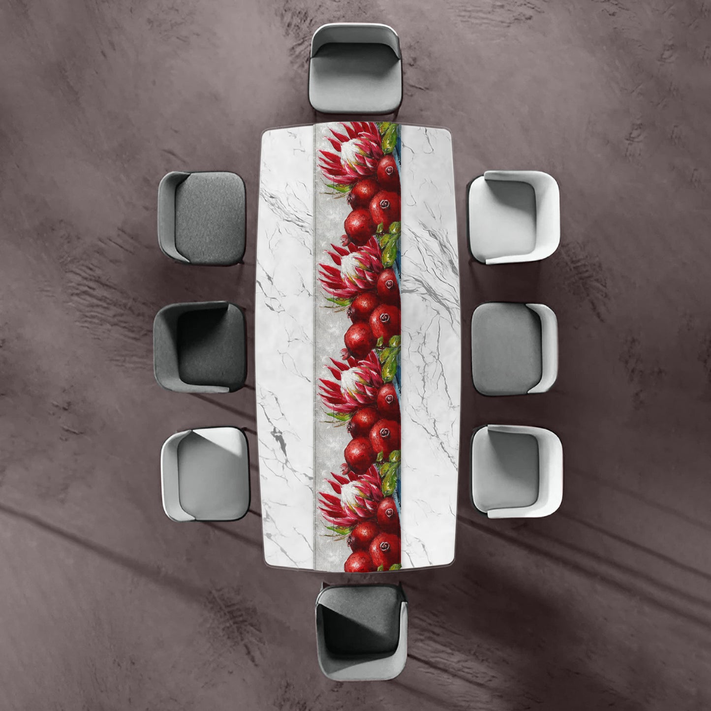 Proteas and Pomegranates By Stella Bruwer Table Runner