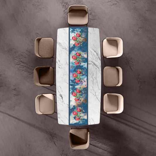 Proteas on Blue Table Runner