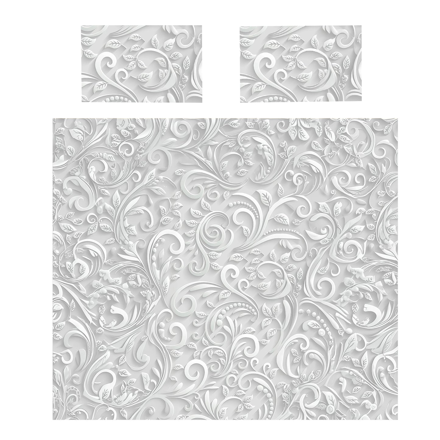Pure White Petal Flow Duvet Cover Set