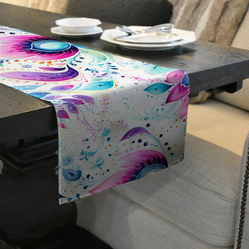 Purple And Aqua Paisley Table Runner