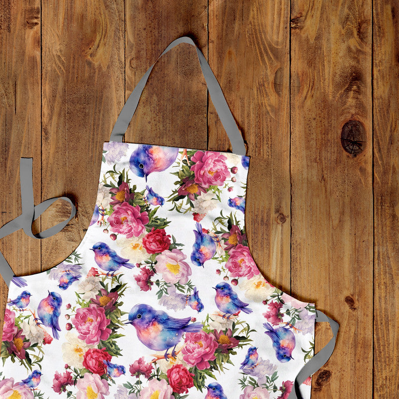Purple Bird Medium Length Apron By Mark Van Vuuren